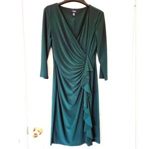 Chaps Waterfall Green Jersey Dress 3/4 Sleeves Small